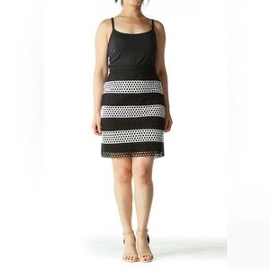 MICHAEL Michael Kors Eyelet Skirt Black & White Stripe Cotton 8